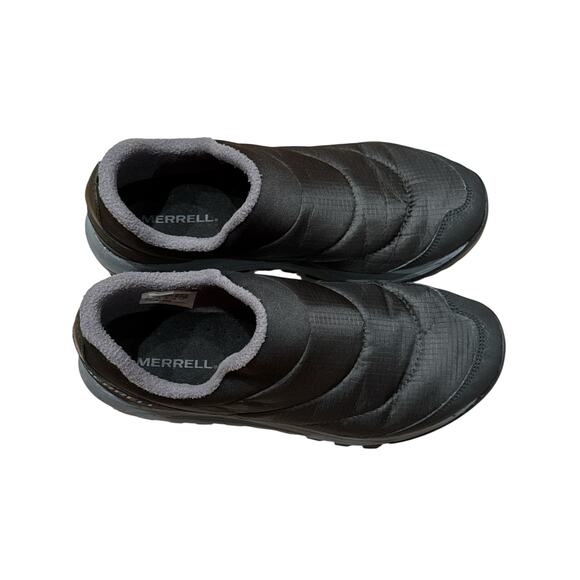 Merrell Men’s 8.5 Black slip on shoes fleece lined Nova Moc Sneakers Vibram fall - Picture 1 of 6
